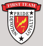 Officially Licensed USMC 1st Battalion 7th Marine Regiment First Team Sticker