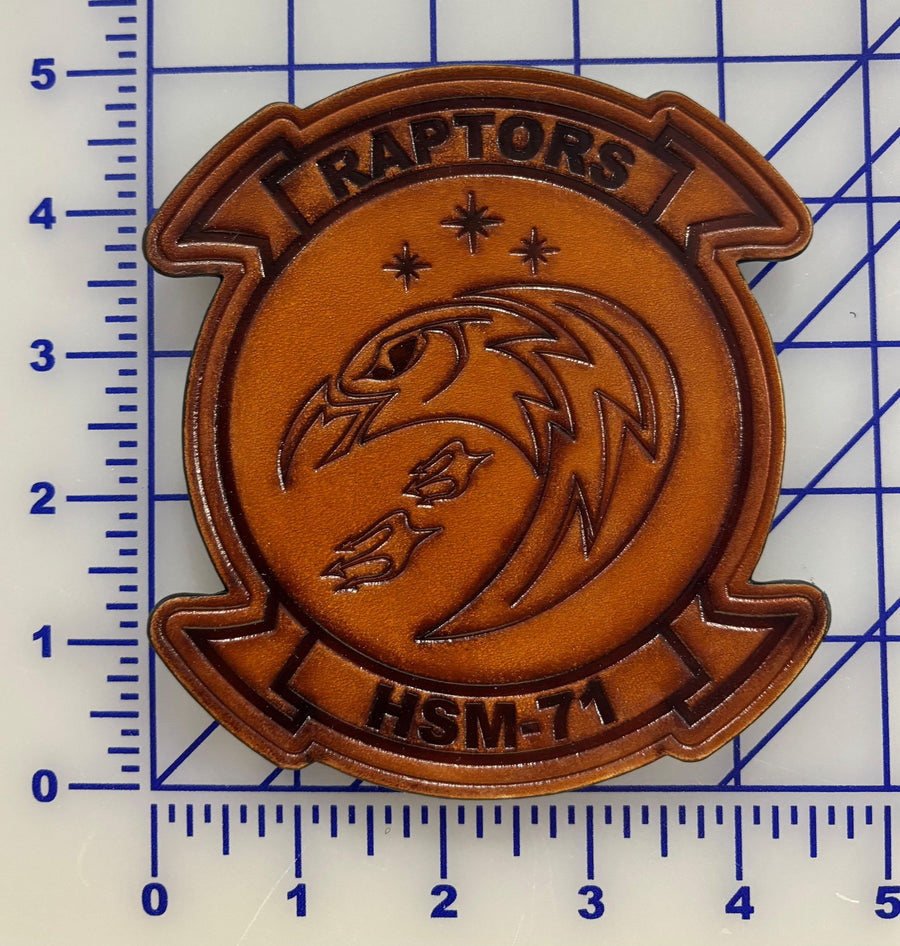 Officially Licensed US Navy HSM-71 Raptors Squadron Leather Patch
