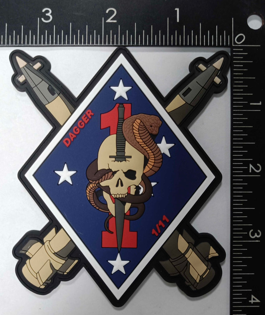 Official 1st Battalion 11th Marine Regiment Dagger Battery PVC Patch