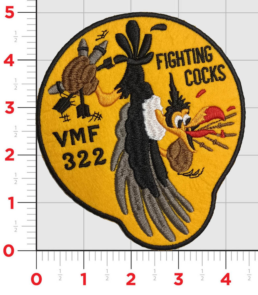 Officially Licensed USMC VMF-322 Fighting Cocks Squadron Throwback Patch