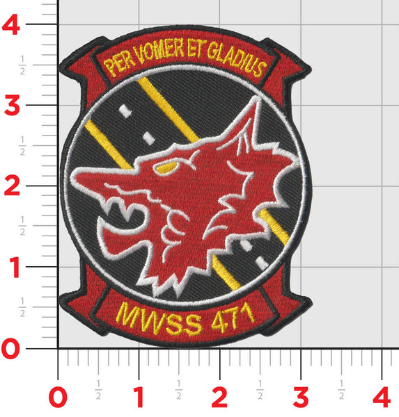 Officially Licensed USMC MWSS-471 Red Wolves Patches