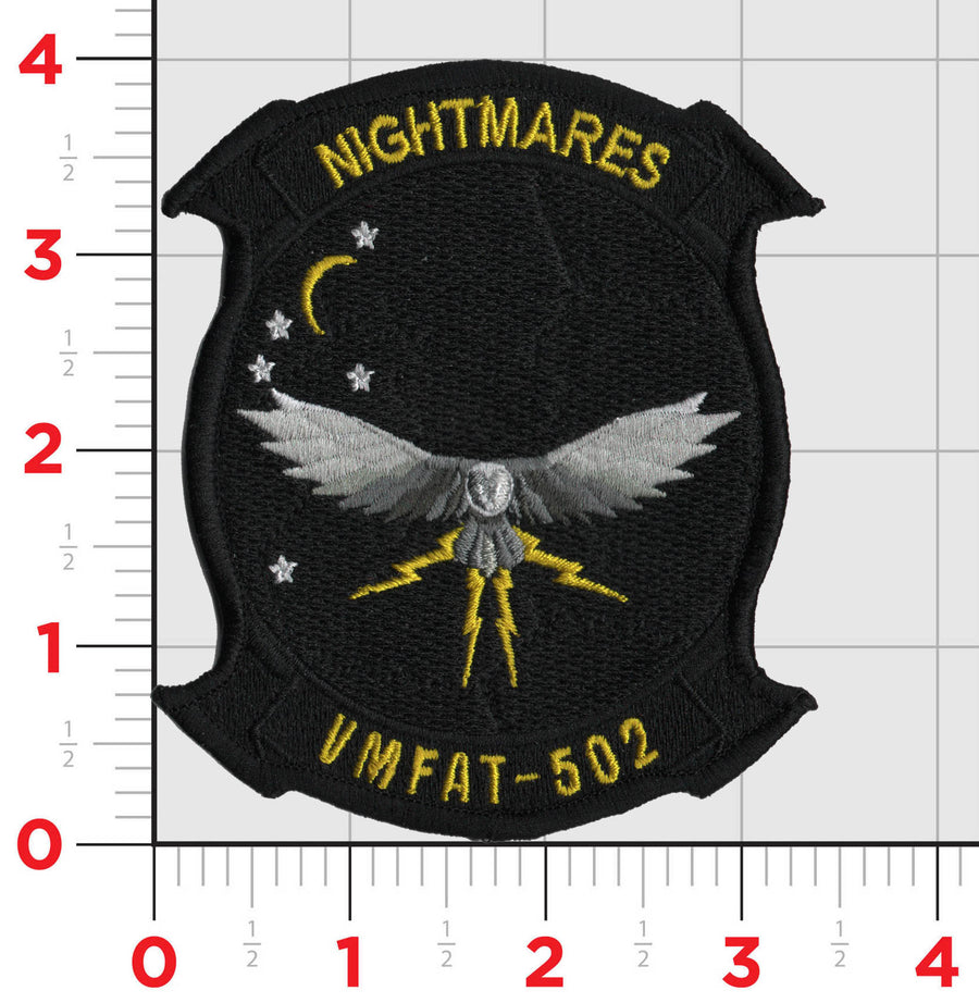 Officially Licensed USMC VMFAT-502 Nightmares Black Chest Patches