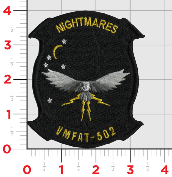 Officially Licensed USMC VMFAT-502 Nightmares Black Chest Patches
