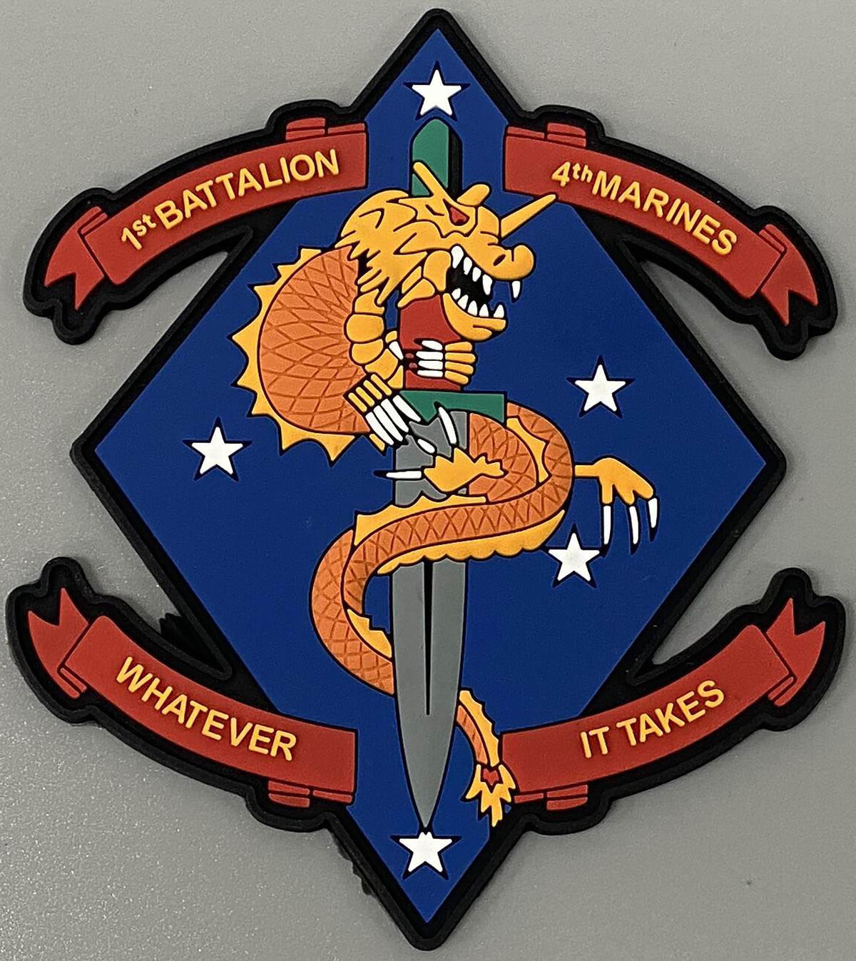 Officially Licensed 1st Battalion 4th Marines 1/4 PVC Patches