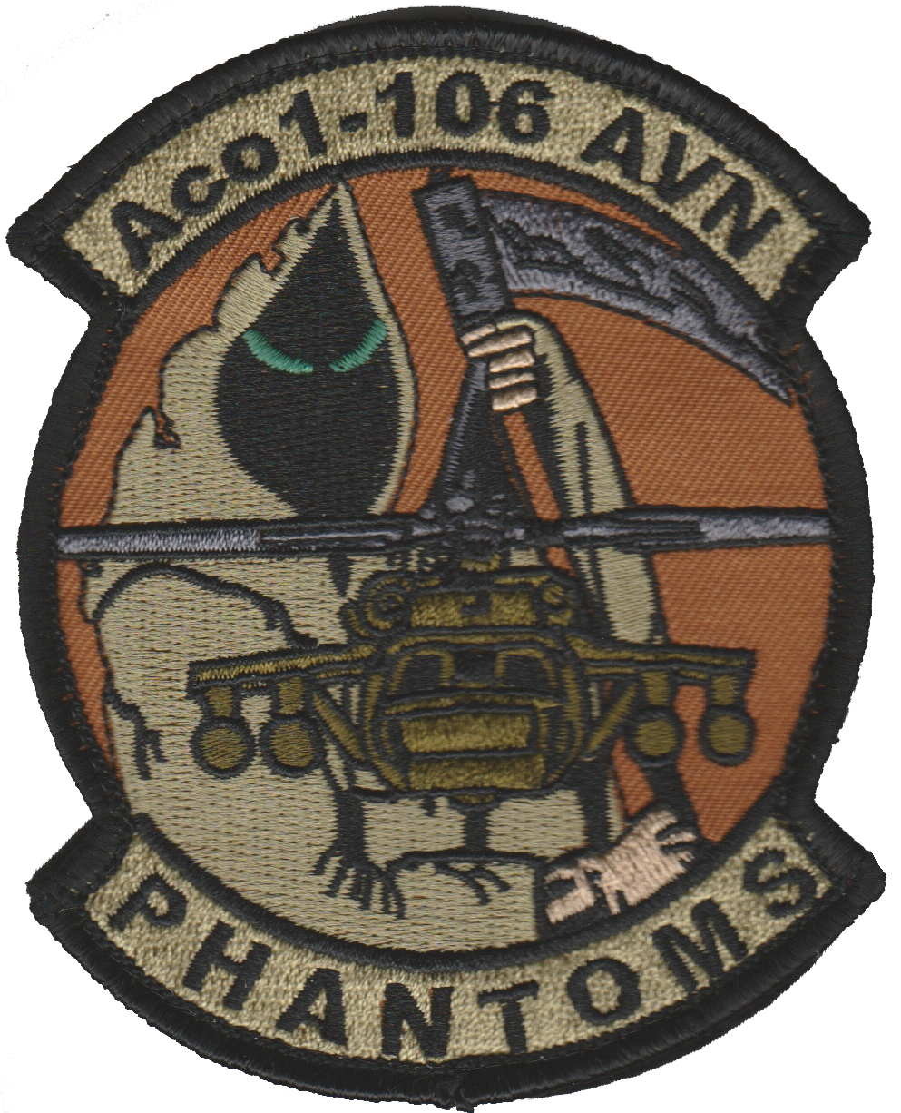 Official US Army A Co 1-106 AVN Phantoms Patches