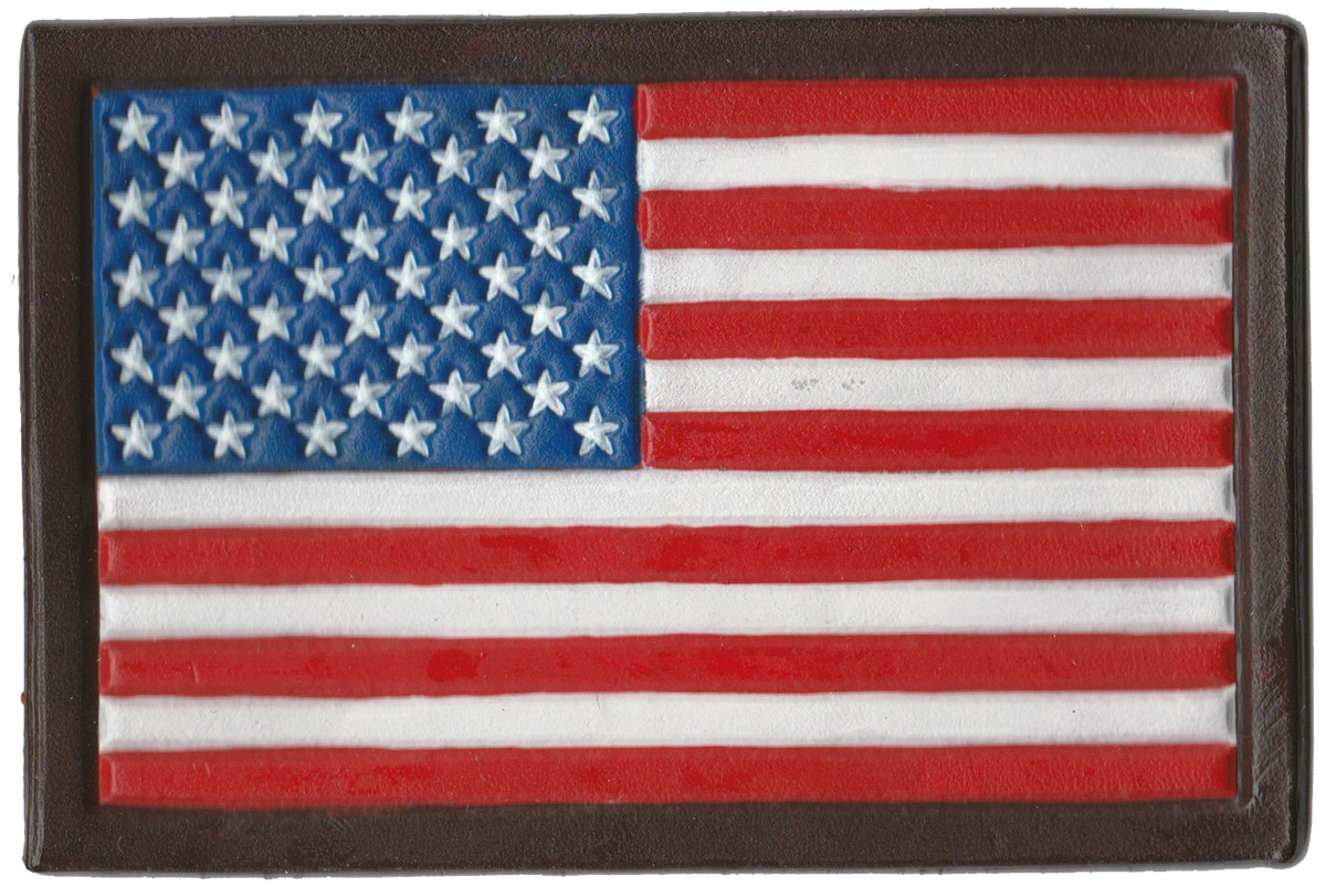 Hand Painted Leather American Flag Patch