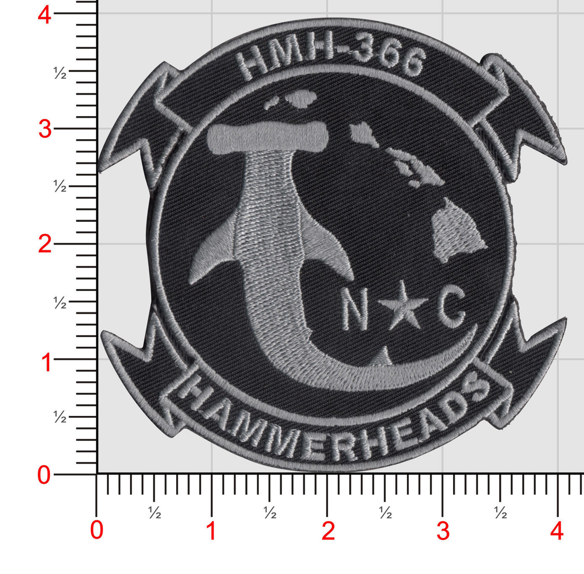 Officially Licensed USMC HMH-366 Hammerheads Black/Gray Patch