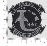 Officially Licensed USMC HMH-366 Hammerheads Black/Gray Patch