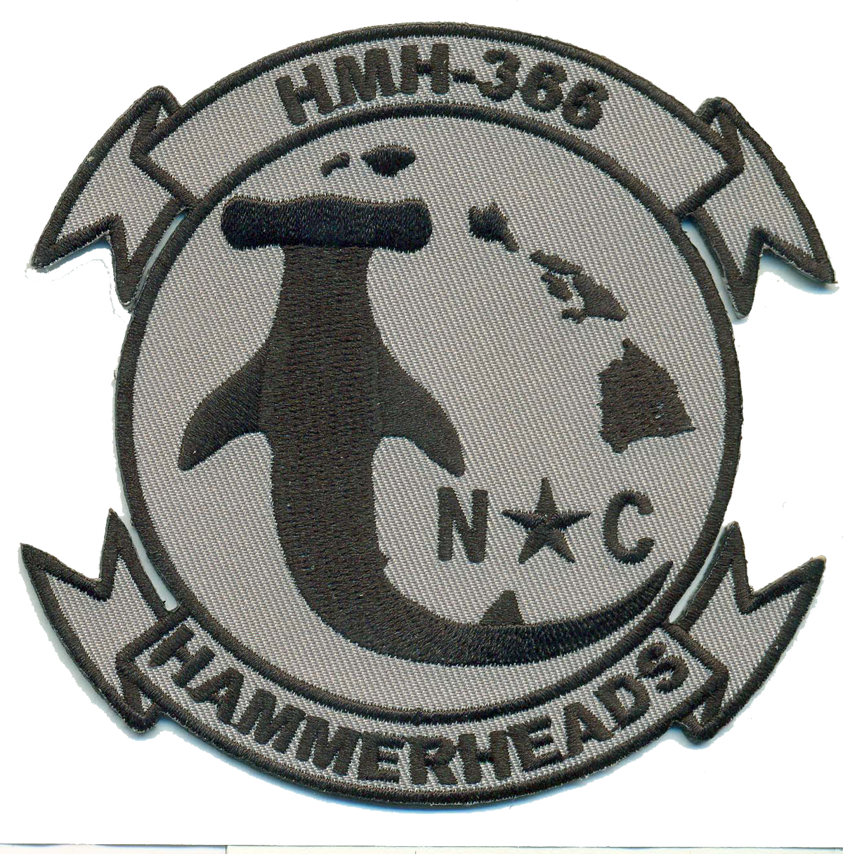Officially Licensed USMC HMH-366 Hammerheads Black/Gray Patch