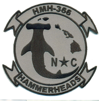 Officially Licensed USMC HMH-366 Hammerheads Black/Gray Patch