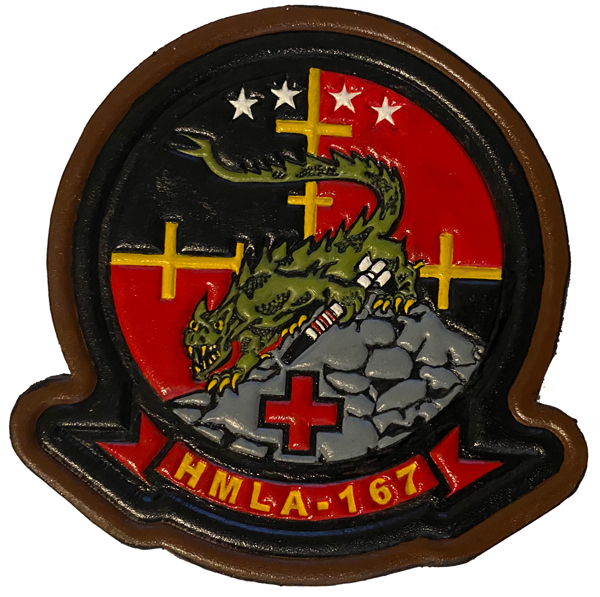 Officially Licensed USMC HMLA-167 Warriors Leather Patches