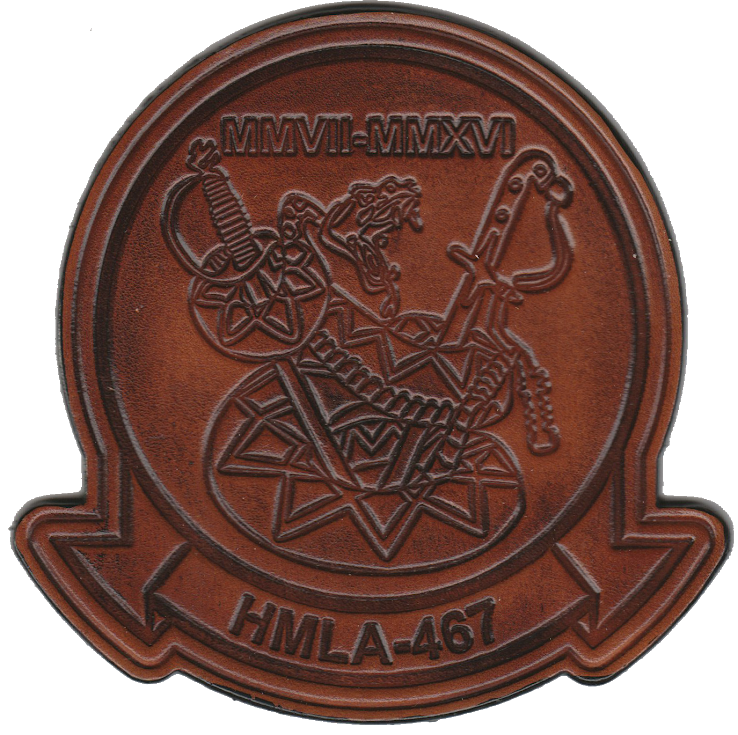 Officially Licensed USMC HMLA-467 Sabers Leather Patch
