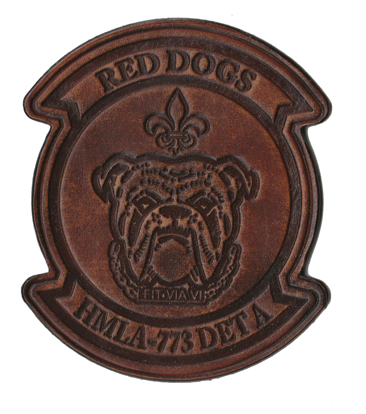 Officially Licensed HMLA-773 Det A Red Dogs Hand Painted Leather Patch