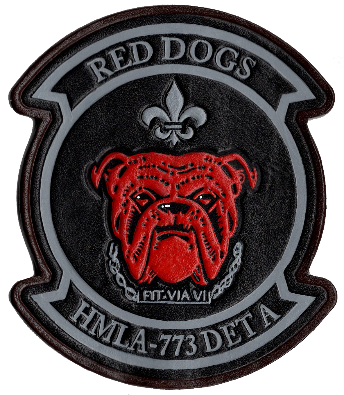 Officially Licensed HMLA-773 Det A Red Dogs Hand Painted Leather Patch