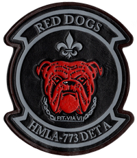 Officially Licensed HMLA-773 Det A Red Dogs Hand Painted Leather Patch