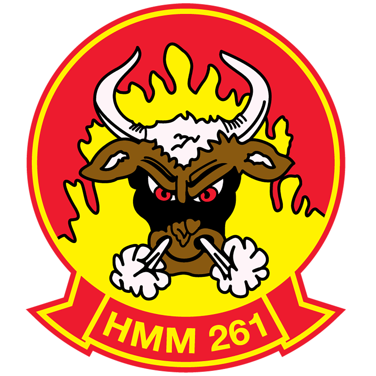 Officially Licensed USMC HMM-261 Raging Bulls Sticker
