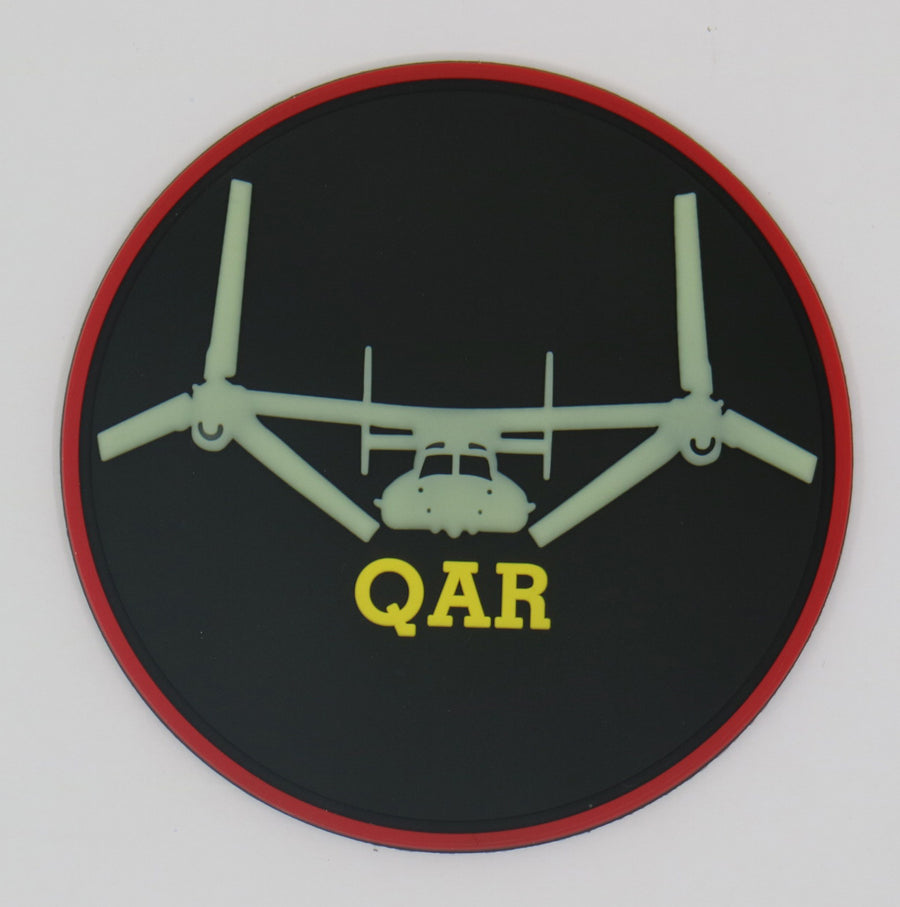 USMC MV-22 QAR PVC Qualification Patch, GITD- with hook and loop