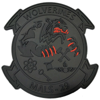 Officially Licensed USMC MALS-29 Wolverines Blackout/Red Glow PVC Patch