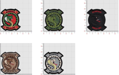 Officially Licensed USMC HMLA-367 Scarface Hover Cover Patches