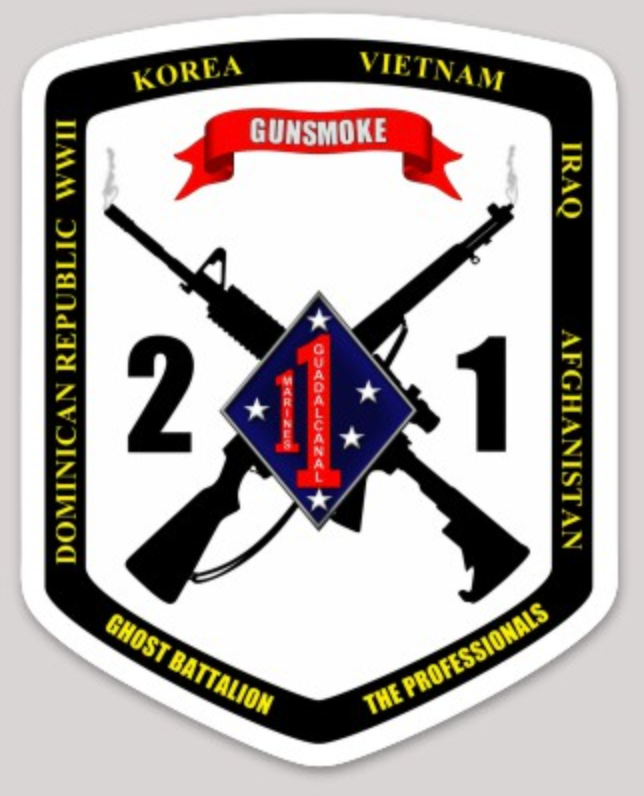 Officially Licensed USMC 2nd Bn 1st Marines Gunsmoke Sticker