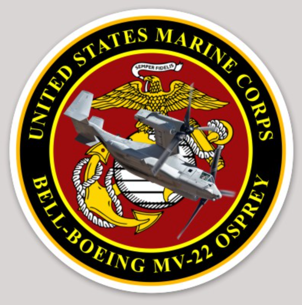 Officially Licensed USMC Commemorative MV-22 Osprey Sticker