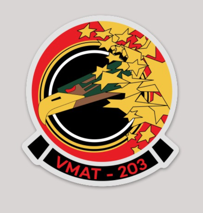 Officially Licensed USMC VMAT-203 Hawks Sticker