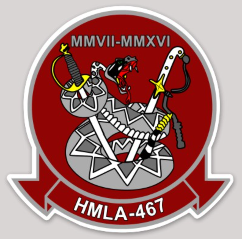 Officially Licensed USMC HMLA-467 Sabers Squadron Sticker