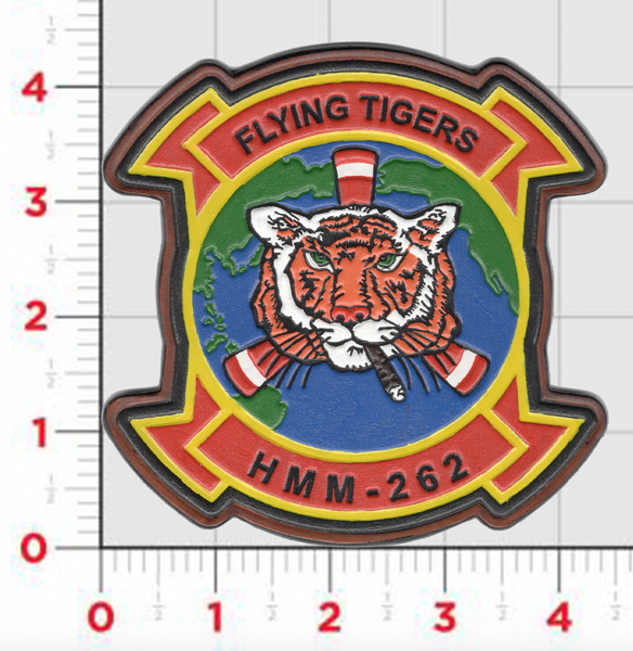 Officially Licensed USMC HMM-262 Flying Tigers Hand Painted Leather Patch