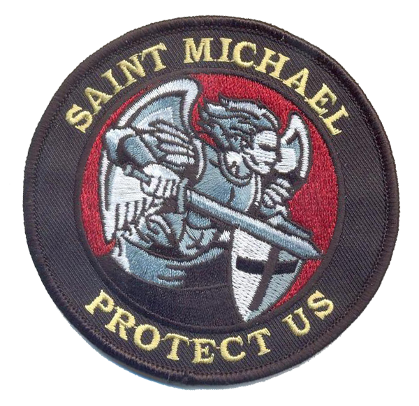 St. Michael Patch for Firefighters, Red Background Patch