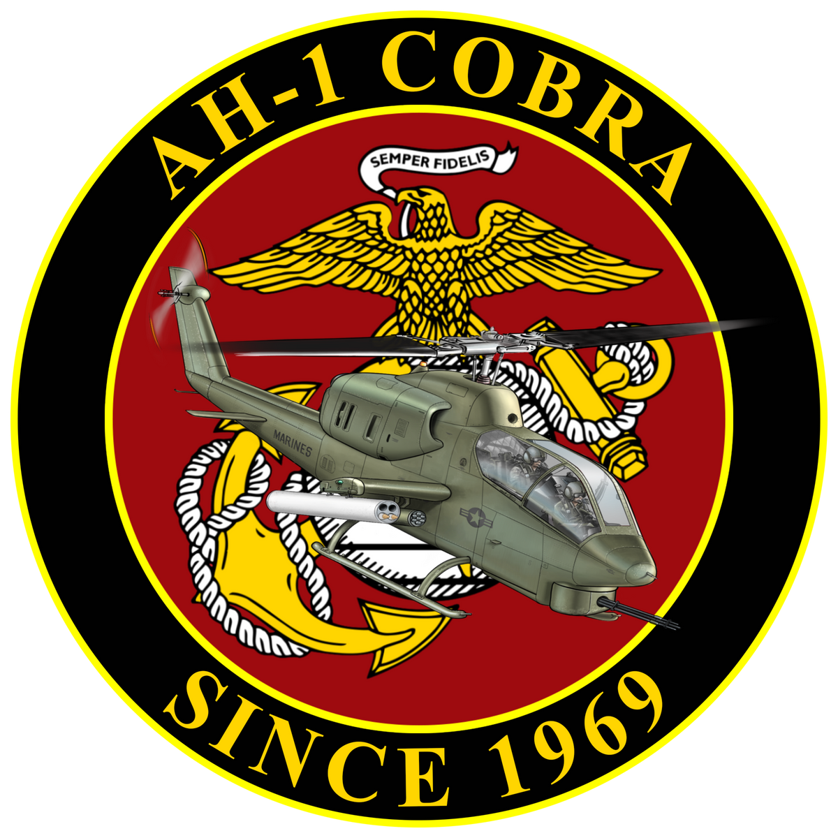 Officially Licensed USMC AH-1 Cobra "Since 1969" Sticker
