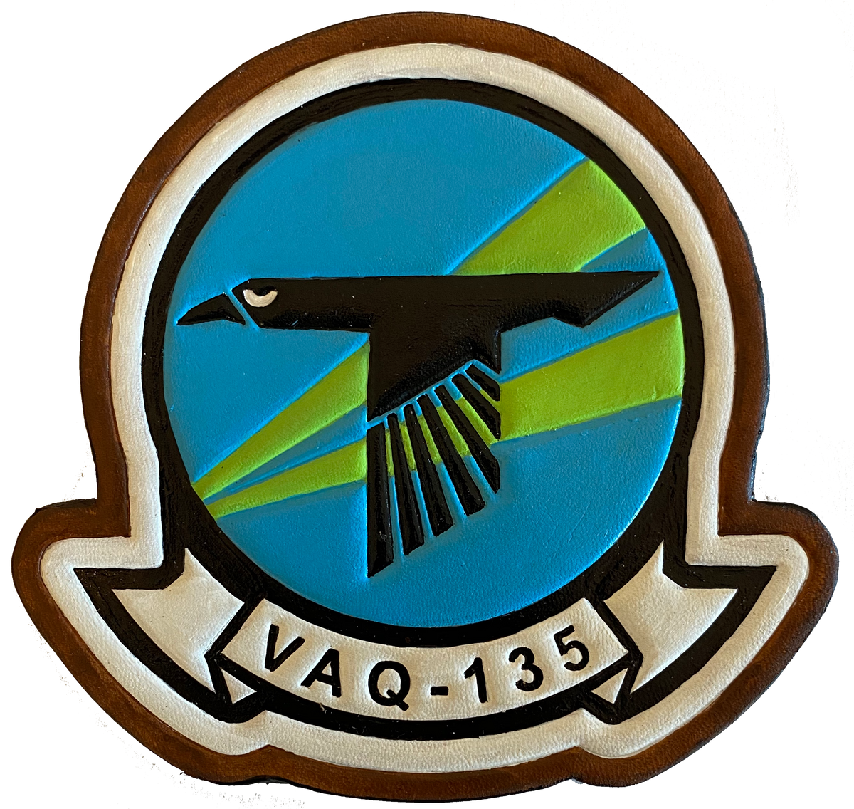 Officially Licensed US Navy VAQ-135 Black Ravens Leather Squadron Patches