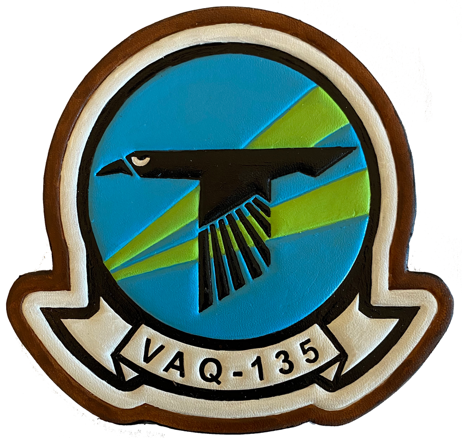 Officially Licensed US Navy VAQ-135 Black Ravens Leather Squadron Patches