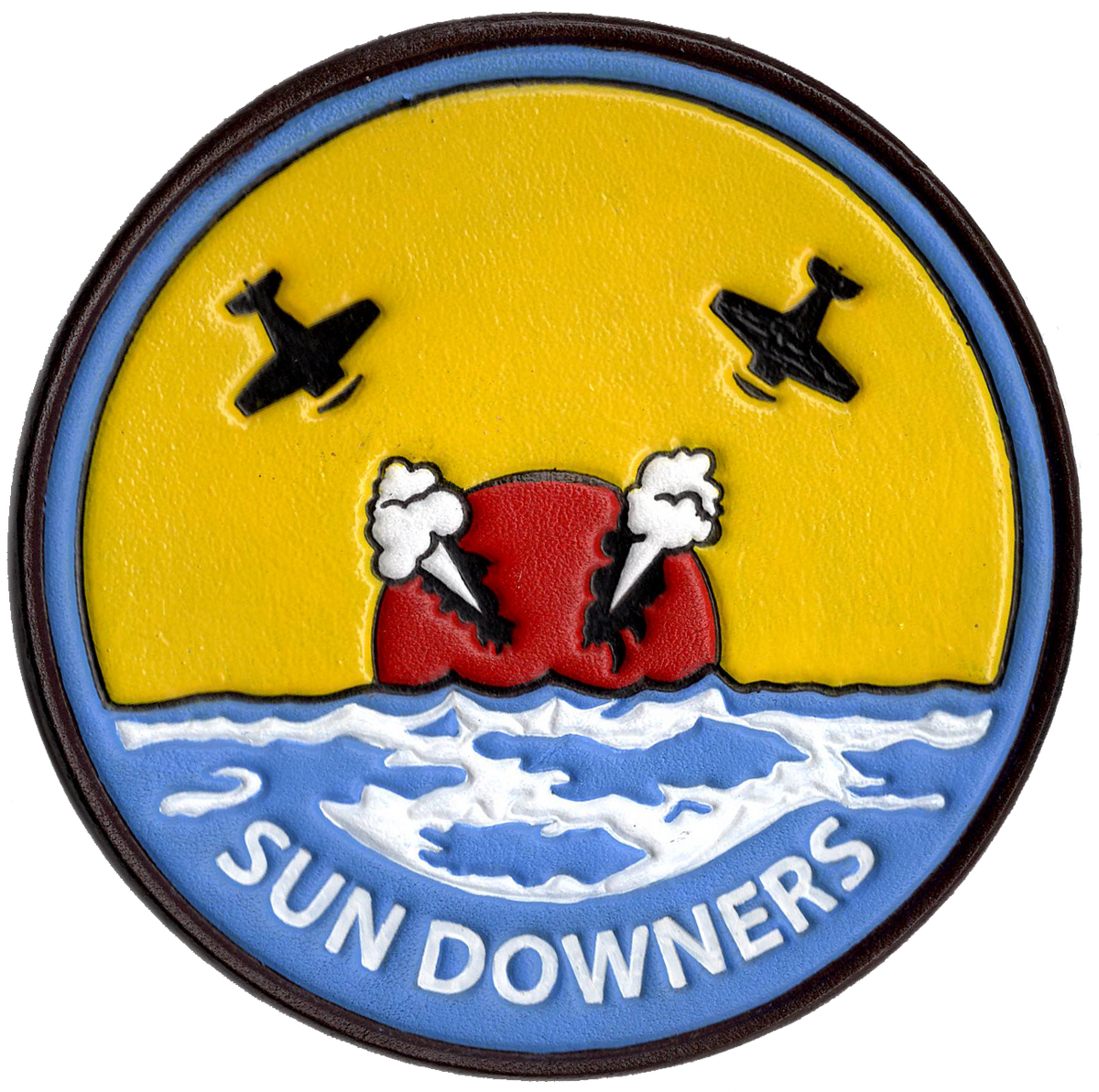 Officially Licensed US Navy VFC-111/VF-111 Sundowners Hand Painted Leather Patch