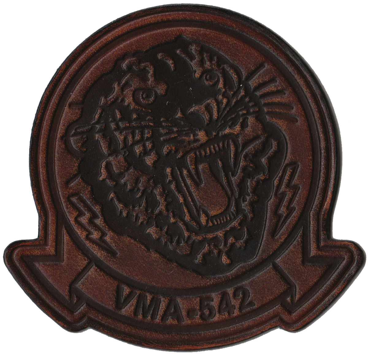 Officially Licensed USMC VMA-542 Tigers Hand Painted Leather Patch