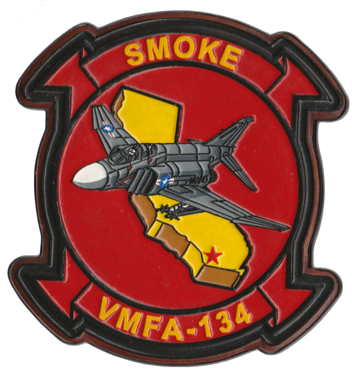 Officially Licensed USMC VMFA-134 Smoke F-4 Phantom Leather Patches