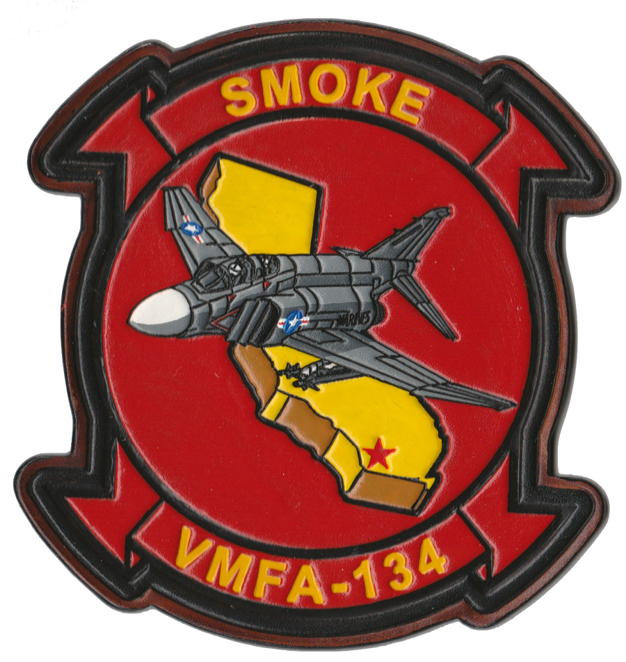 Officially Licensed USMC VMFA-134 Smoke F-4 Phantom Leather Patches