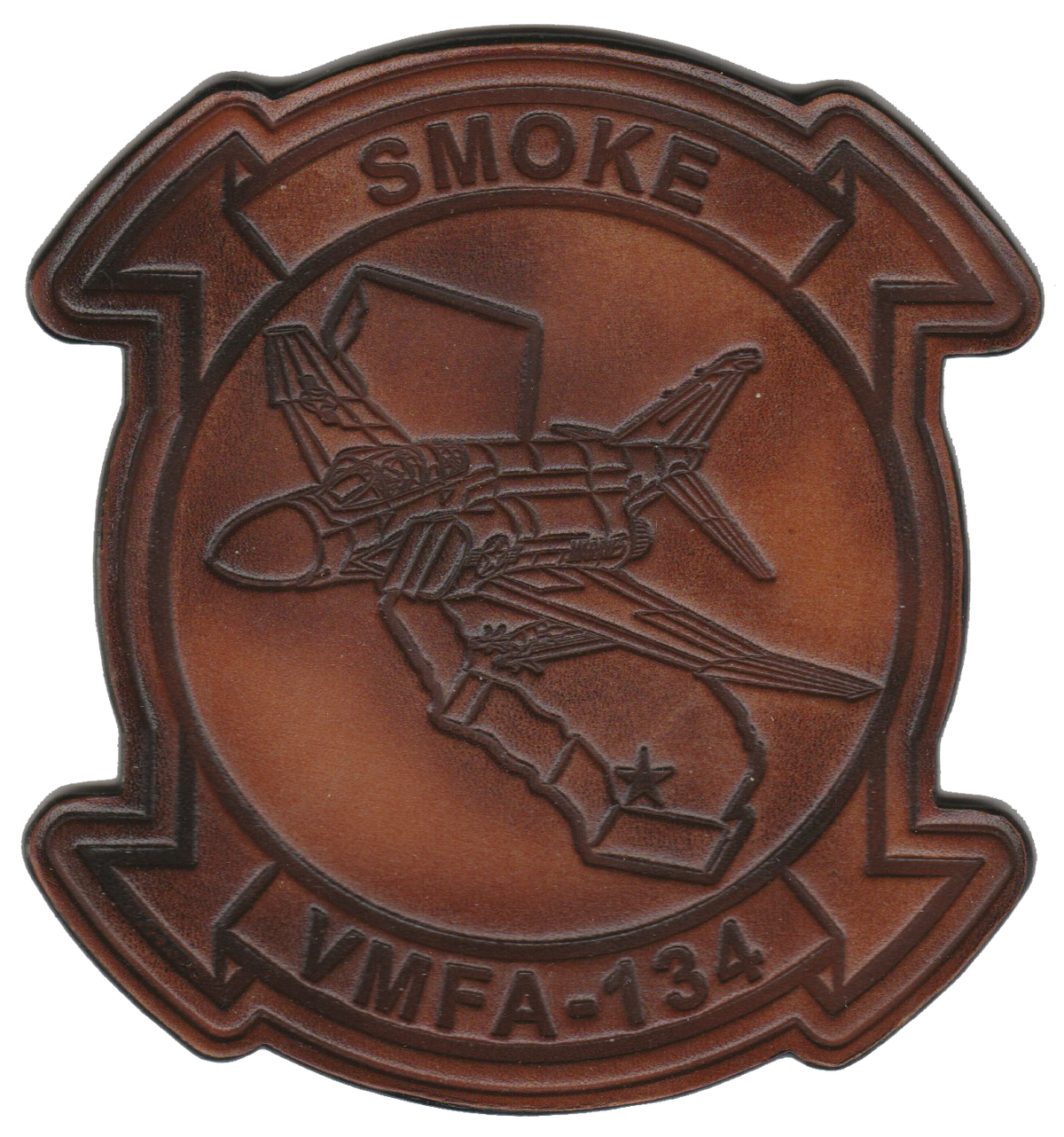 Officially Licensed USMC VMFA-134 Smoke F-4 Phantom Leather Patches