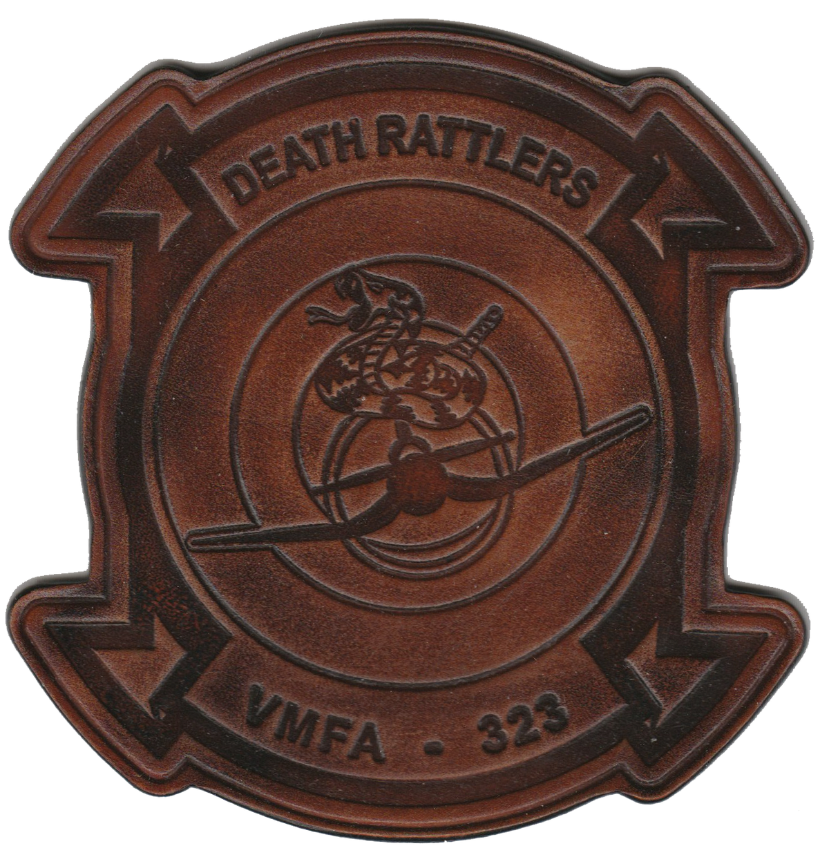 Officially Licensed USMC VMFA-323 Death Rattlers Leather Patches