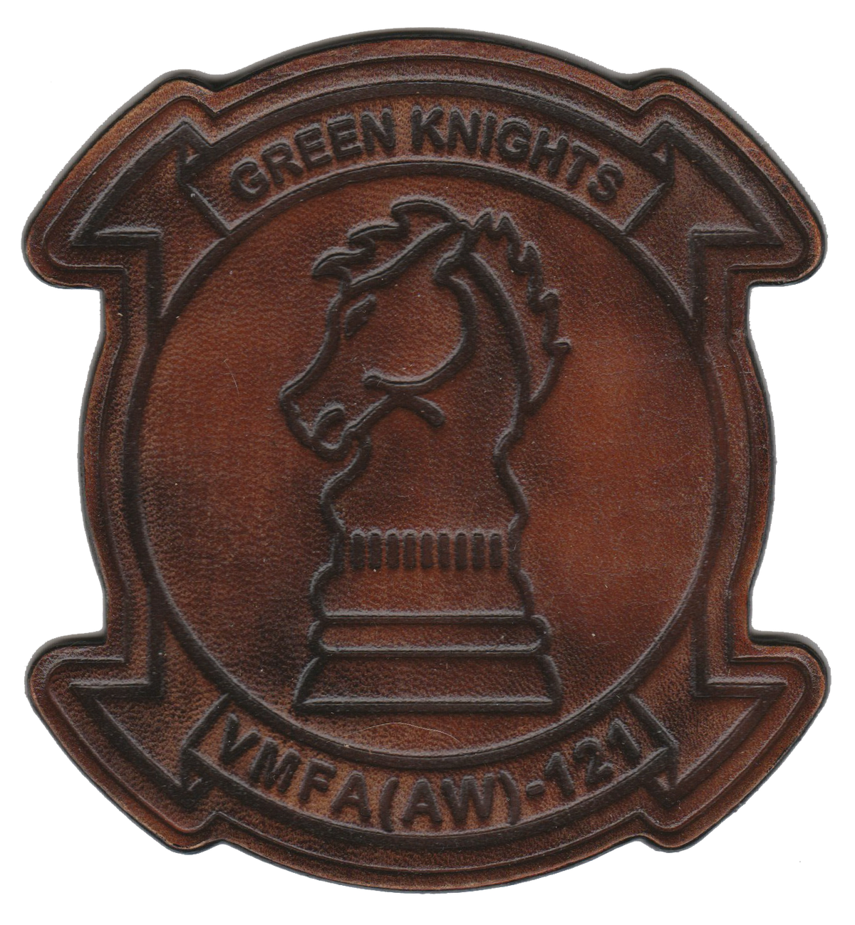 Officially Licensed USMC VMFA(AW)-121 Green Knights Leather Patches