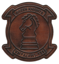 Officially Licensed USMC VMFA(AW)-121 Green Knights Leather Patches