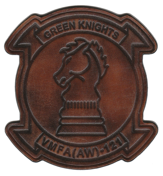Officially Licensed USMC VMFA(AW)-121 Green Knights Leather Patches