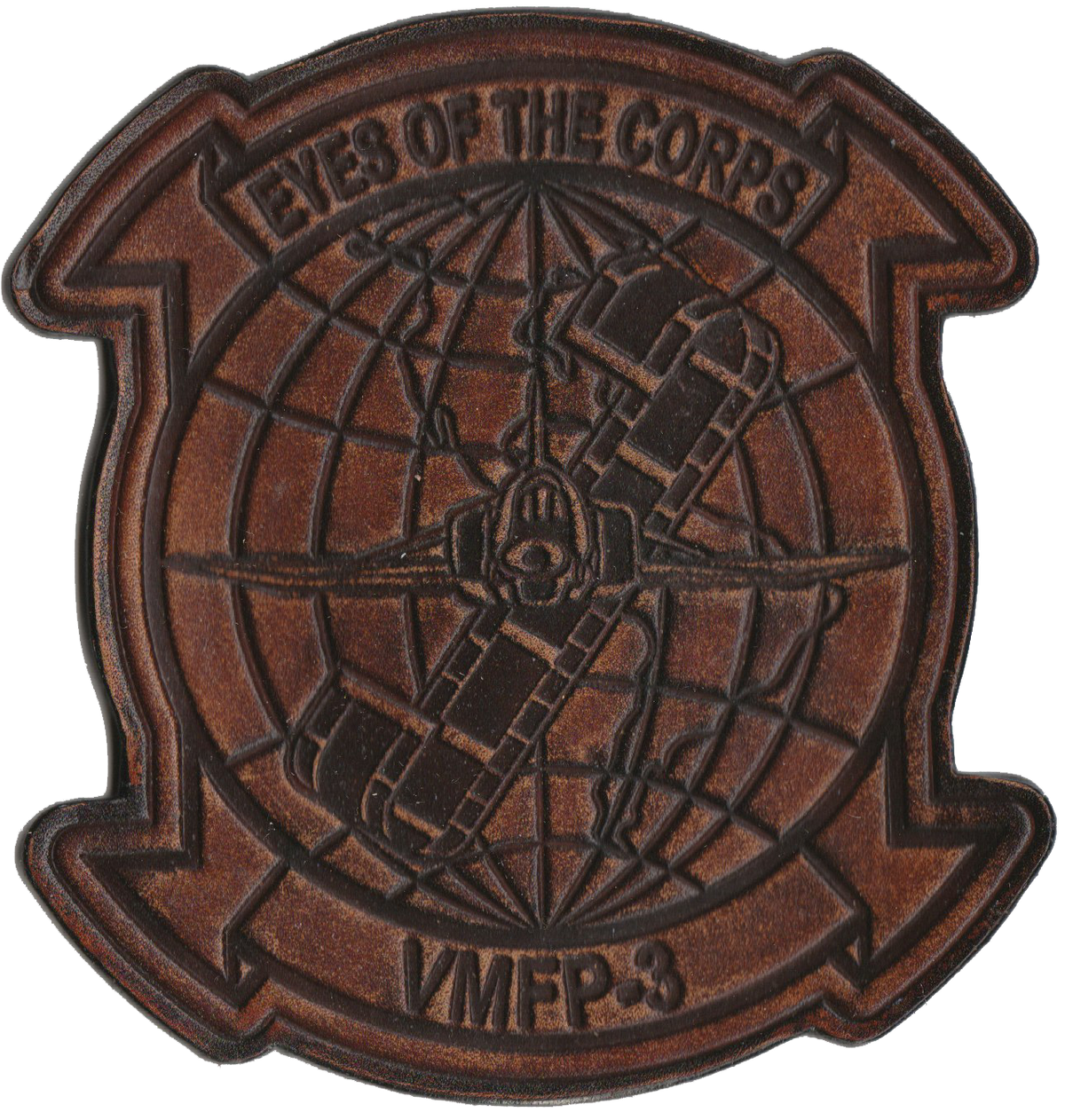 Officially Licensed USMC VMFP-3 Eyes of the Corps Hand Painted Leather Patch