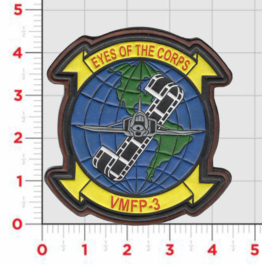Officially Licensed USMC VMFP-3 Eyes of the Corps Hand Painted Leather Patch