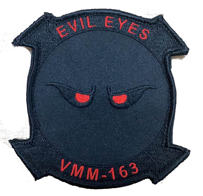 Officially Licensed USMC VMM-163 Evil Eyes Blackout Embroidered Patch