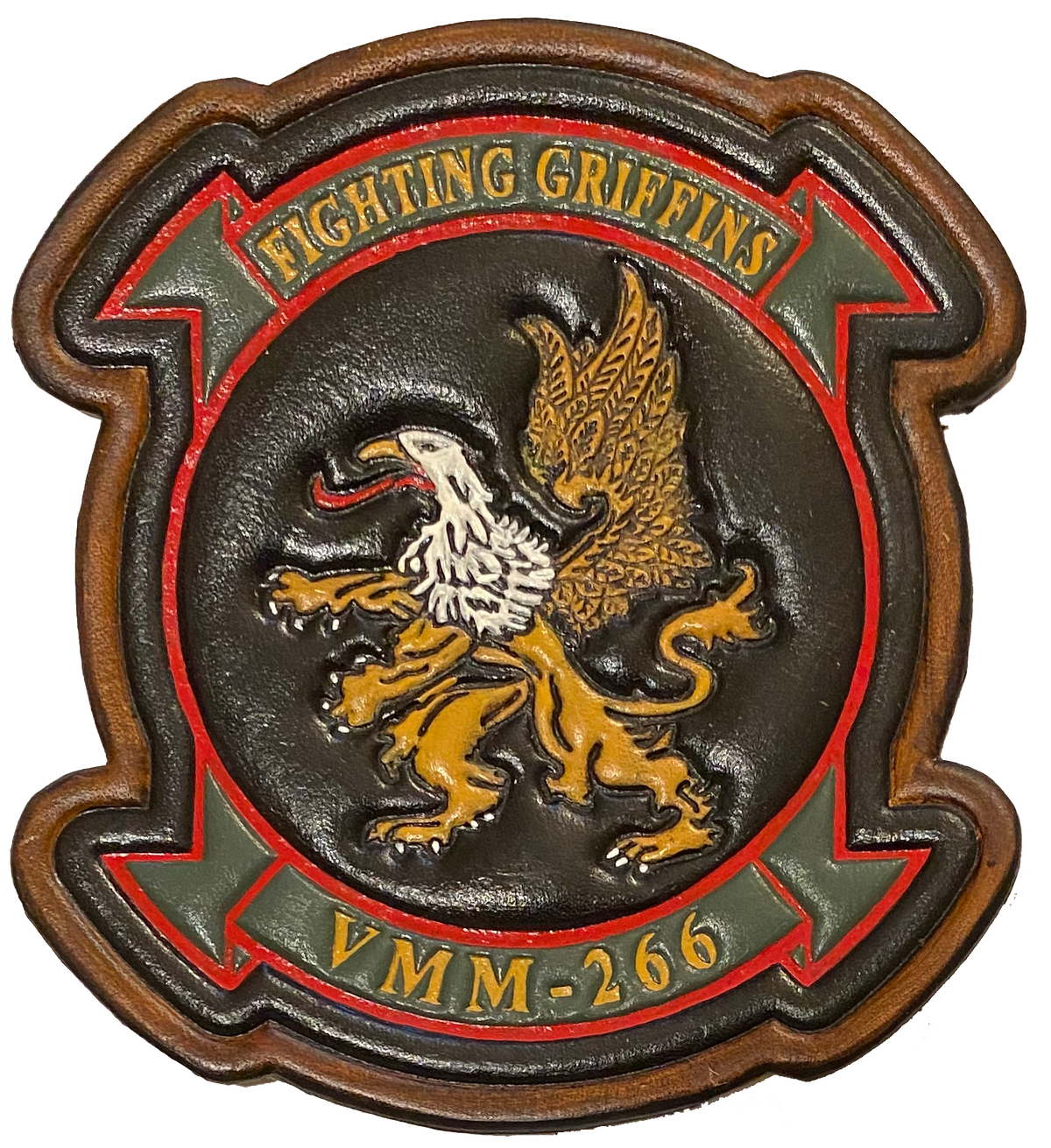 Officially Licensed USMC VMM-266 Fighting Griffins Leather Patches