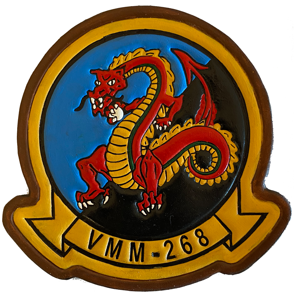 Officially Licensed USMC VMM-268 Red Dragons Leather Patch