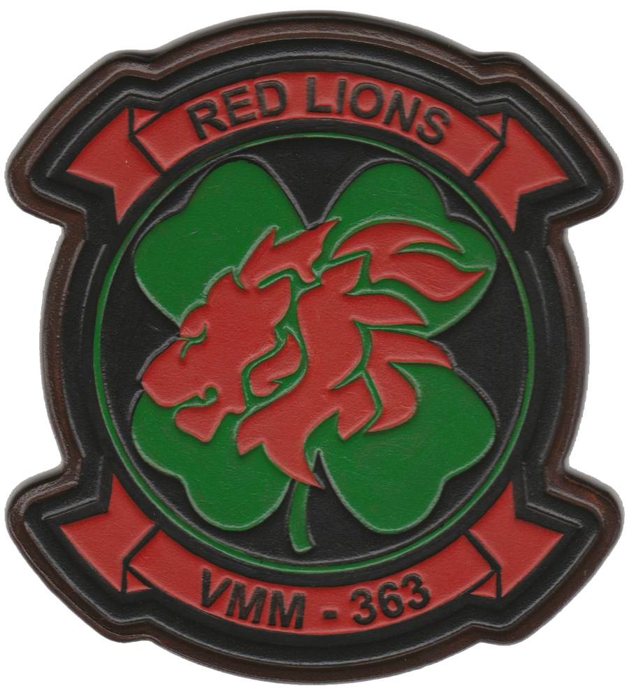 Officially Licensed USMC VMM-363 Red Lions Leather Patches
