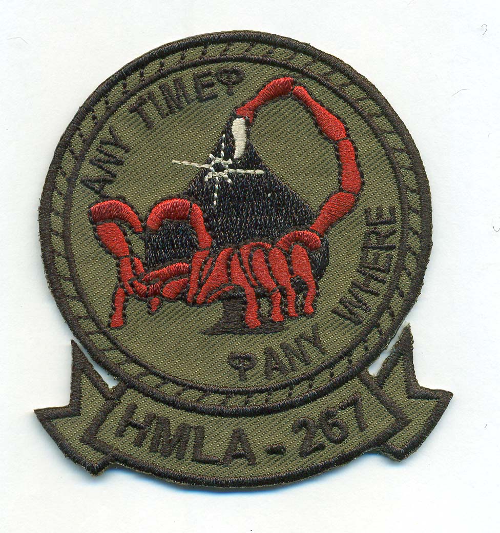Officially Licensed USMC  HMLA-267 Stingers OD Patch