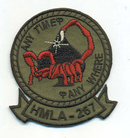 Officially Licensed USMC  HMLA-267 Stingers OD Patch