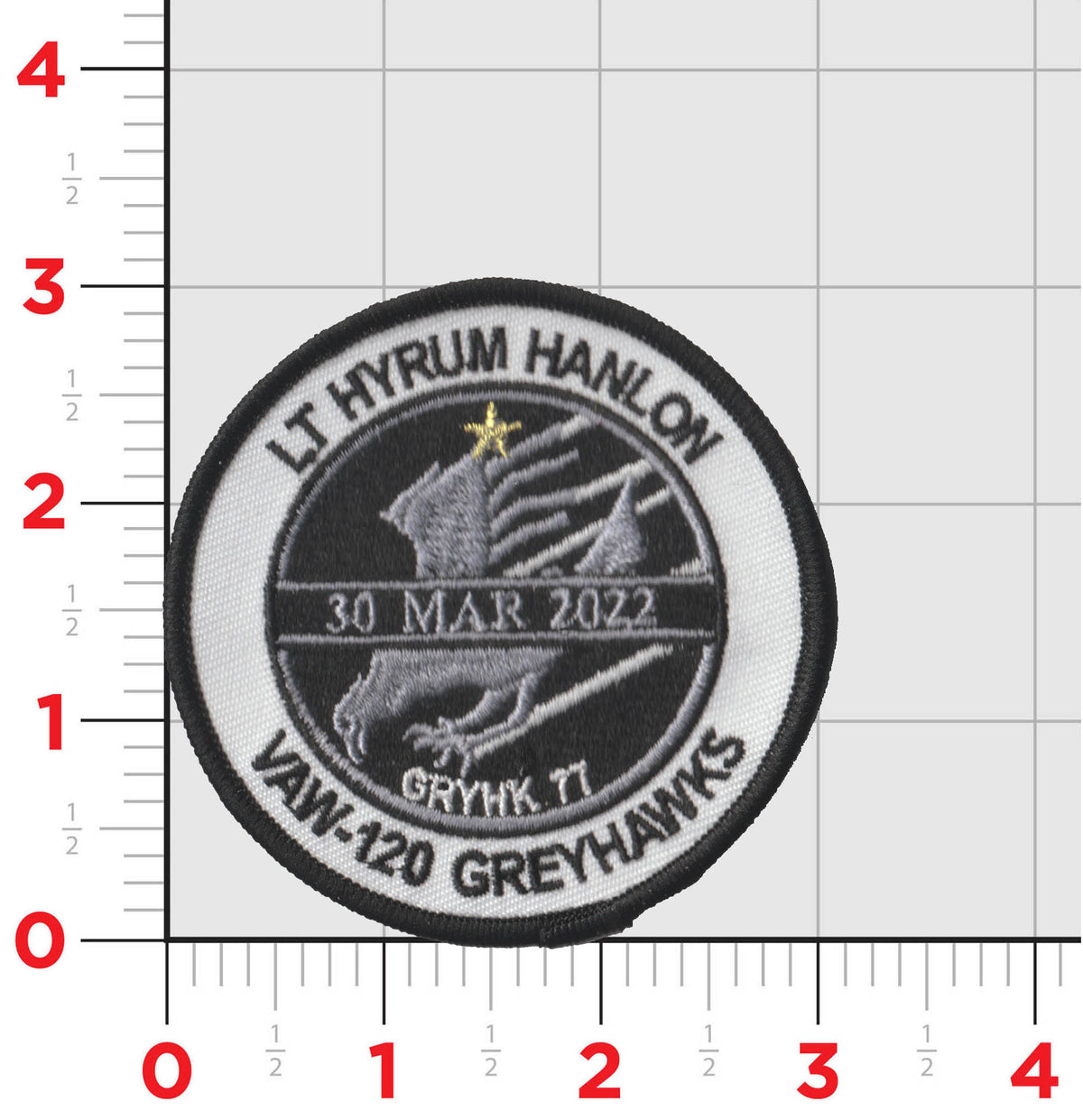 Official VAW-120 Hyrum Hanlon GRYHK 77 Memorial Patch and Sticker